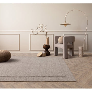 Larson Modern Plain Hi-Low Border Hand-Woven Textured Looped Wool Low Short Pile Beige/Natural Rug-Asiatic Carpets-Rug Love - The Most Loved Rug Store